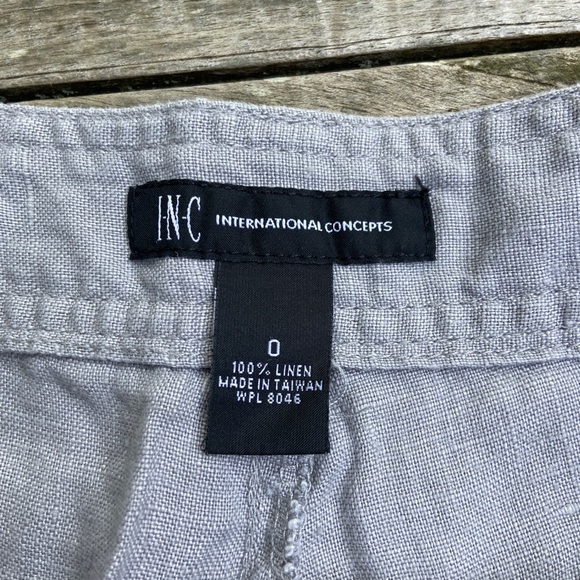 INC International Concepts 100% linen Gray shorts - Picture 3 of 7